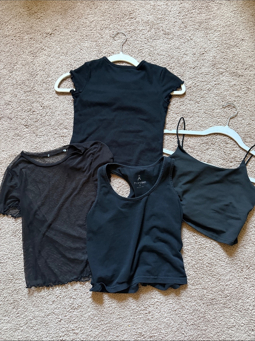 4 shirts 2 tanks 1 baby tee and 1 see through shirt